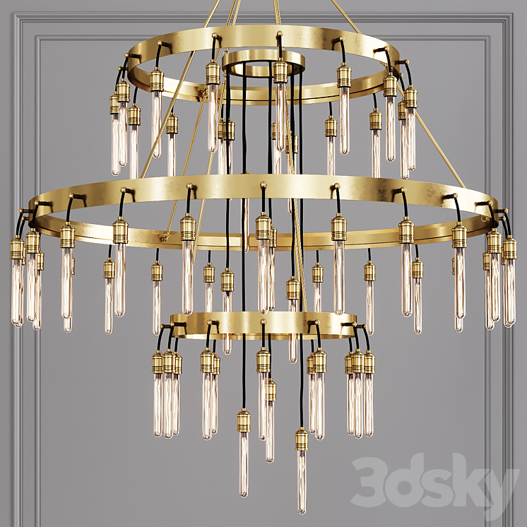 Restoration Hardware AXIS 3-TIER CHANDELIER 60 Brass 3DS Max - thumbnail 1