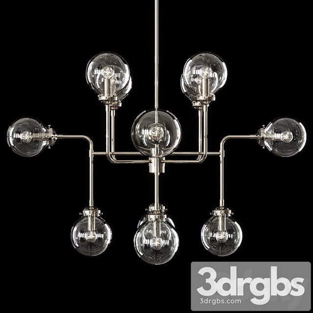 Restoration hardware bistro globe clear glass chandelier 12-light nickel - thumbnail 1