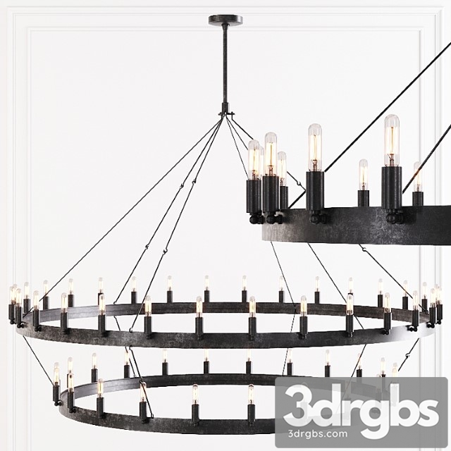 Restoration hardware camino vintage filament 2-tier chandelier 63 black 3dsmax Download - thumbnail 1