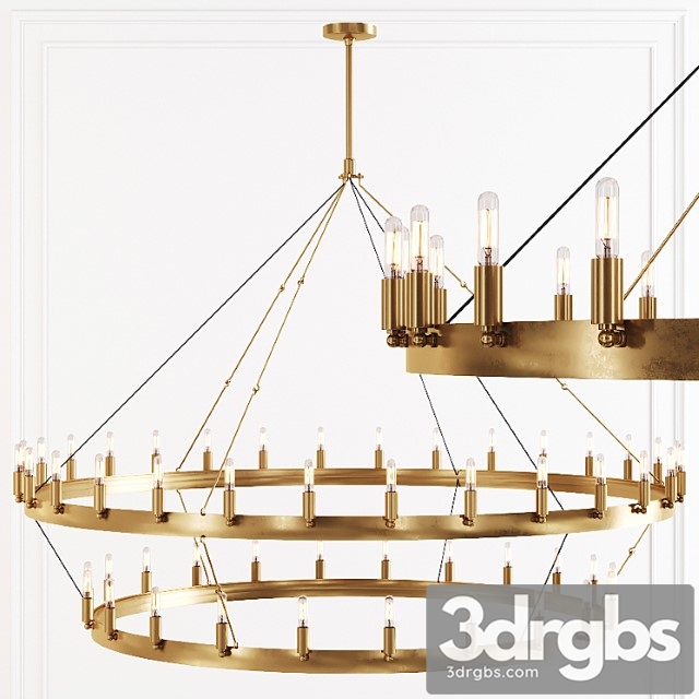 Restoration Hardware Camino Vintage Filament 2 Tier Chandelier 63 Brass 3dsmax Download - thumbnail 1