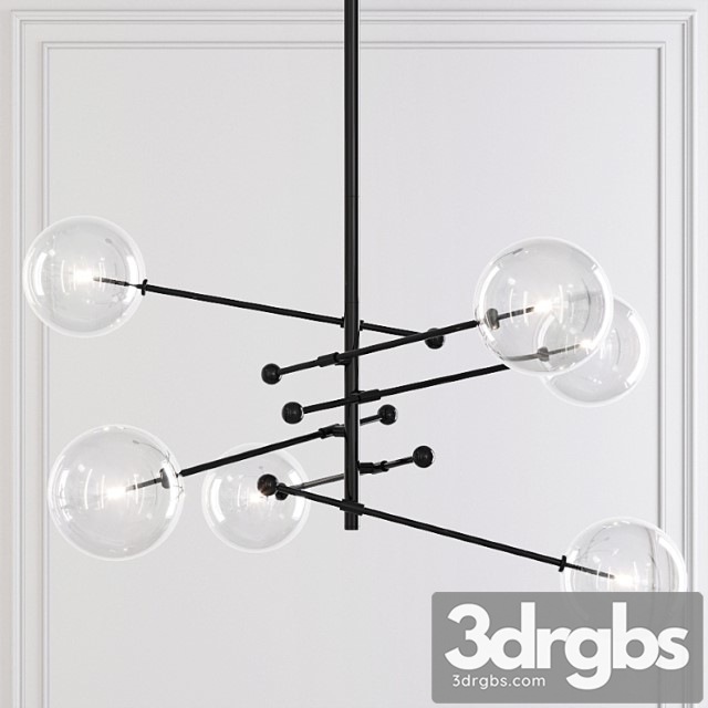 Restoration hardware glass globe mobile 6 arm chandelier 55 3dsmax Download - thumbnail 1