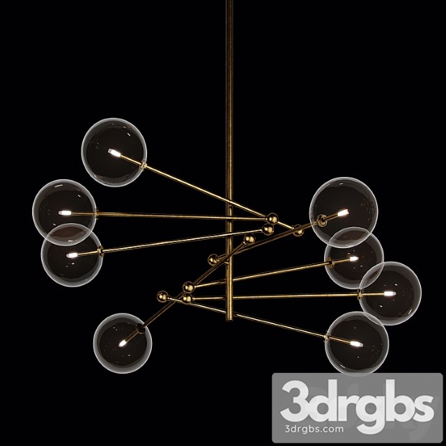 Restoration hardware glass globe mobile 8-arm chandelier 79 3dsmax Download - thumbnail 1