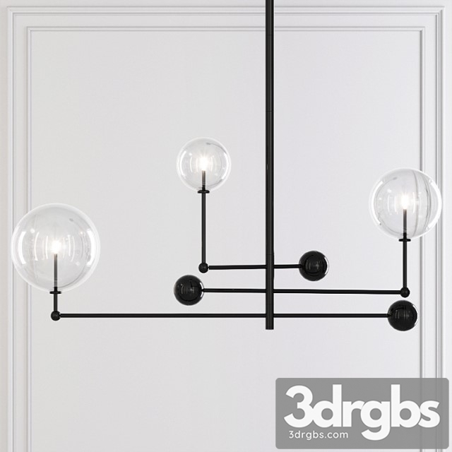 Restoration hardware glass globe mobile chandelier 46 black 3dsmax Download - thumbnail 1