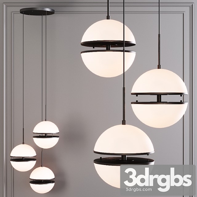 Restoration hardware hemisphere 3-light round chandelier black 3dsmax Download - thumbnail 1