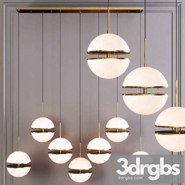 Restoration hardware hemisphere 7-light linear chandelier brass 3dsmax Download - thumbnail 1