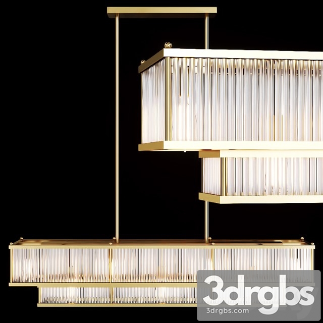 Restoration hardware marais linear chandelier 48 brass 3dsmax Download - thumbnail 1