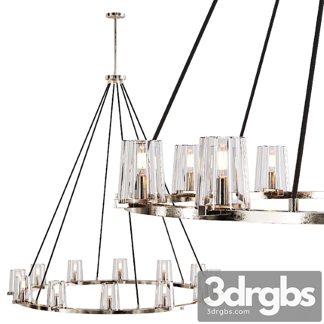 Restoration hardware pauillac round chandelier 48 glass shade and nickel 3dsmax Download - thumbnail 1