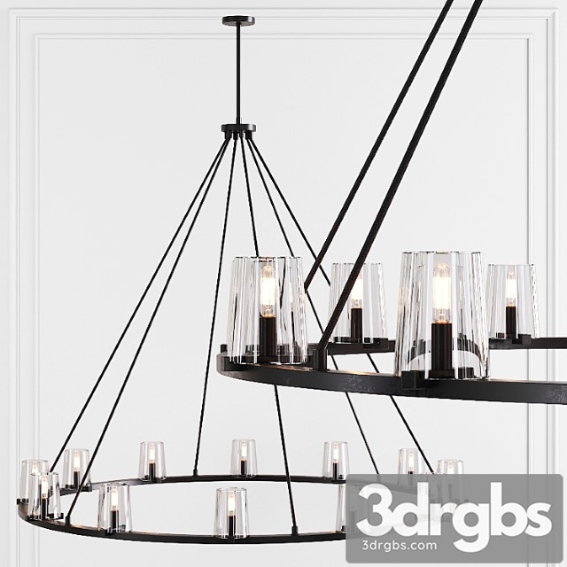 Restoration hardware pauillac round chandelier 60 glass shade and black 3dsmax Download - thumbnail 1