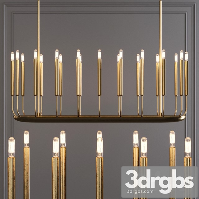 Restoration hardware quenouilles linear chandelier 50 brass 3dsmax Download - thumbnail 1