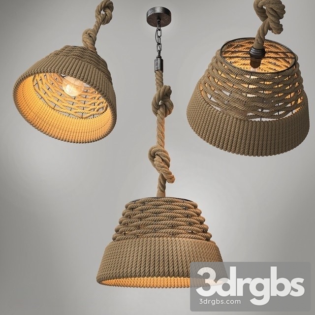 Retro Industrial Vintage Loft Hemp Rope Pendant 3dsmax Download - thumbnail 1