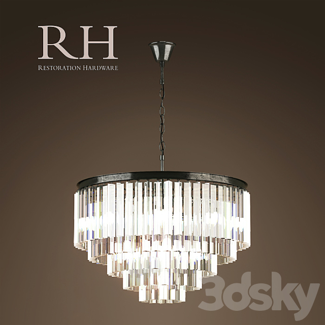 RH _ 1920S ODEON GLASS FRINGE 5-RING CHANDELIER 3DSMax File - thumbnail 1