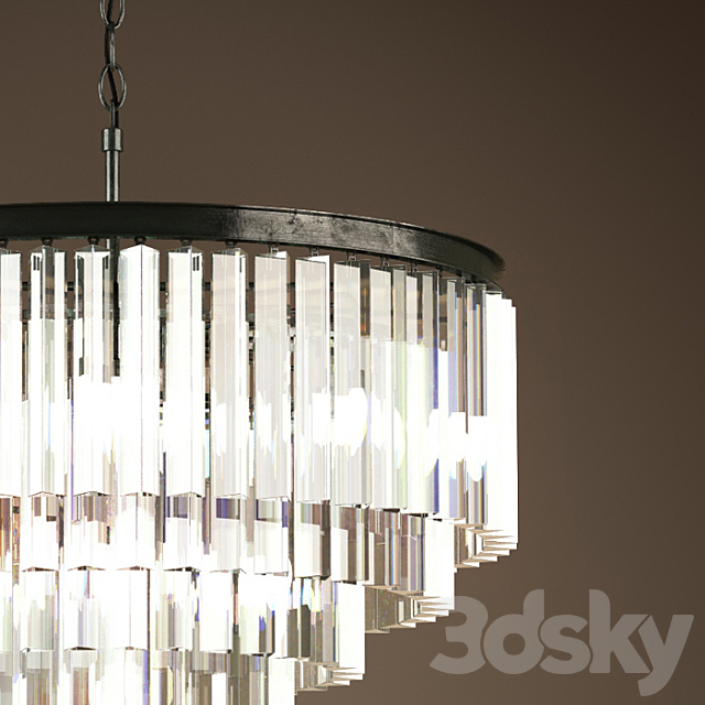 RH _ 1920S ODEON GLASS FRINGE 5-RING CHANDELIER 3DSMax File - thumbnail 2