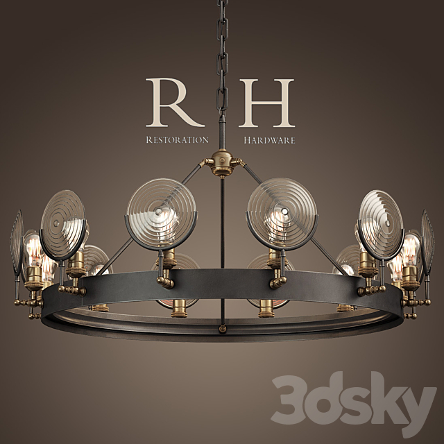 RH _ GASLIGHT LENS CHANDELIER 42 ” 3DSMax File - thumbnail 1