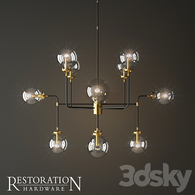 Rh bistro globe clear glass 12 brass 3DSMax File - thumbnail 1