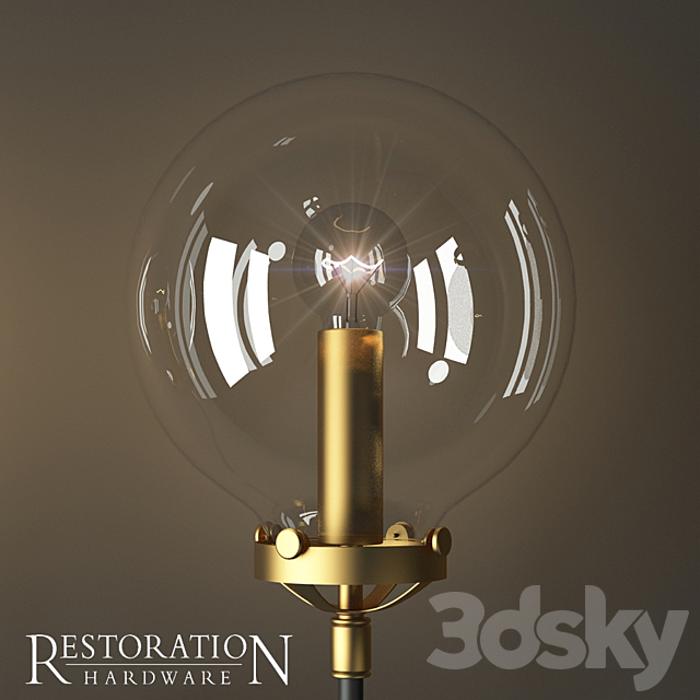 Rh bistro globe clear glass 12 brass 3DSMax File - thumbnail 2