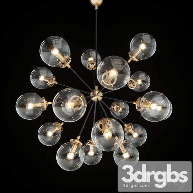 Rh bistro globe clear glass burst chandelier - thumbnail 1