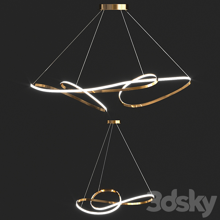 Ribbon Led ceiling light 3DS Max Model - thumbnail 2