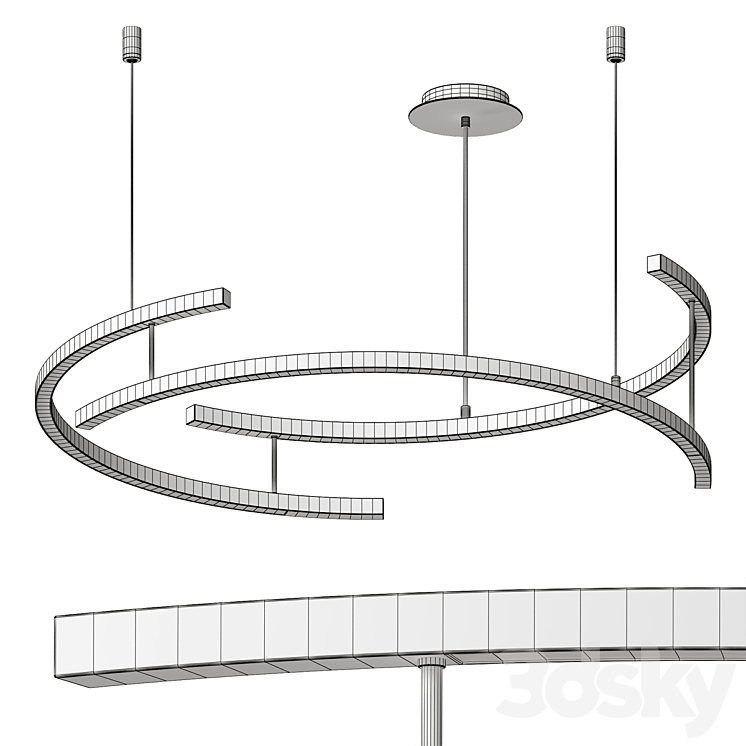 Ring Line Modern Chandelier 3DS Max Model - thumbnail 2