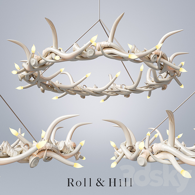 Roll & Hill _ Chandelier – 27 Antler Ring 3DS Max Model - thumbnail 1