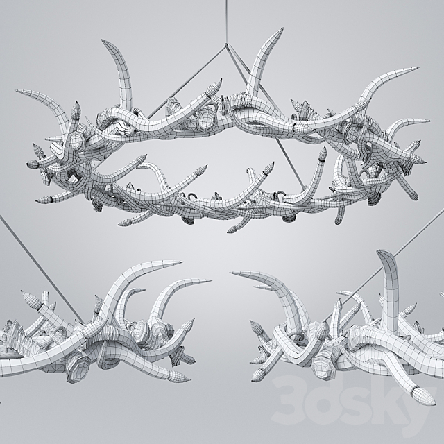 Roll & Hill _ Chandelier – 27 Antler Ring 3DS Max Model - thumbnail 2