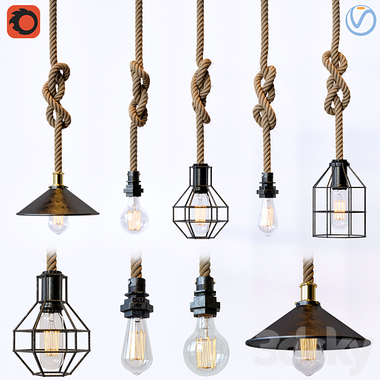 rope pendant light 3DS Max Model - thumbnail 1