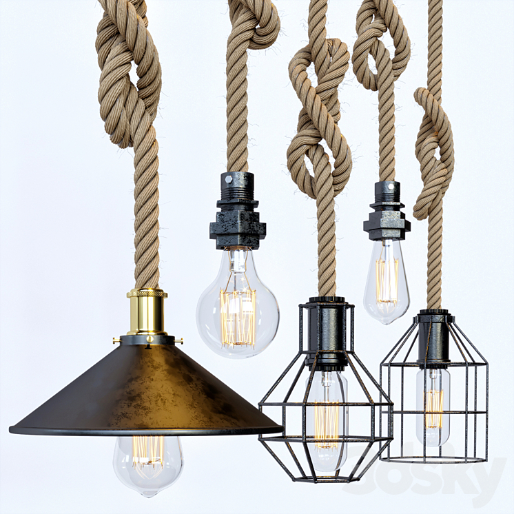 rope pendant light 3DS Max Model - thumbnail 2