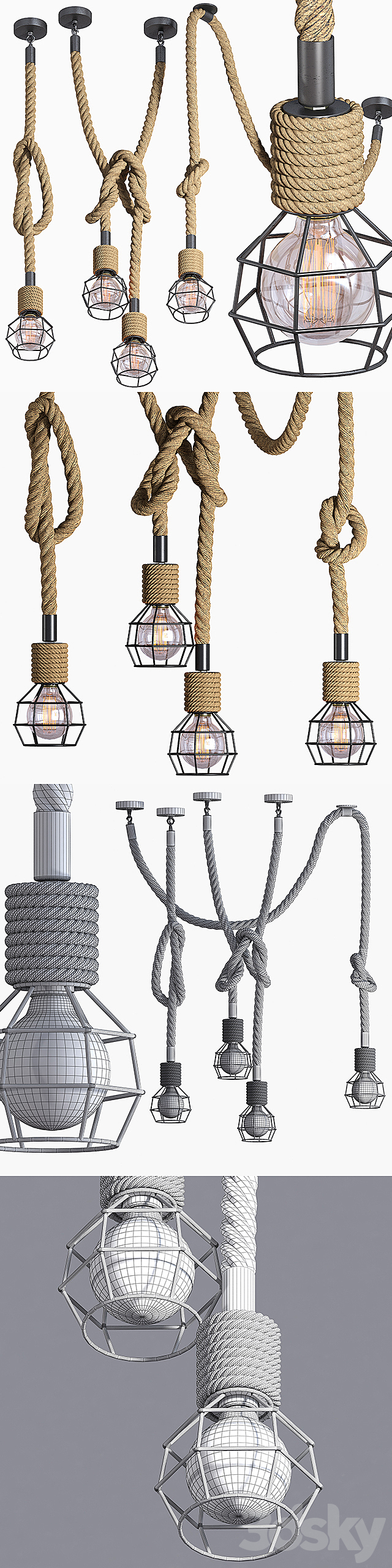 Rope Suspension Lamp 3DSMax File - thumbnail 3