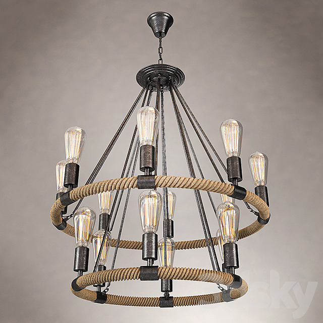 Round-type hanging lamp loft Country 3DSMax File - thumbnail 2