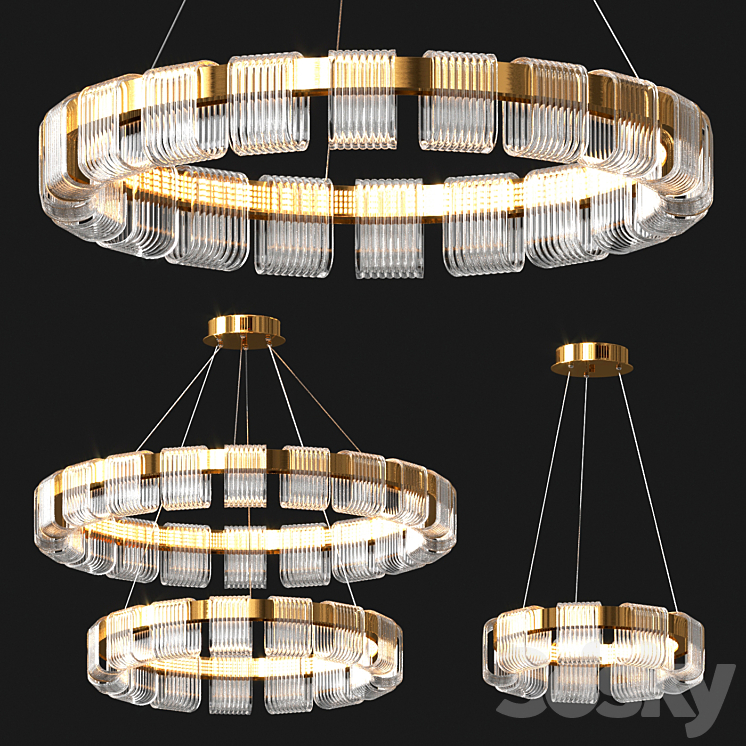 Saturno LED Chandelier 3DS Max Model - thumbnail 3