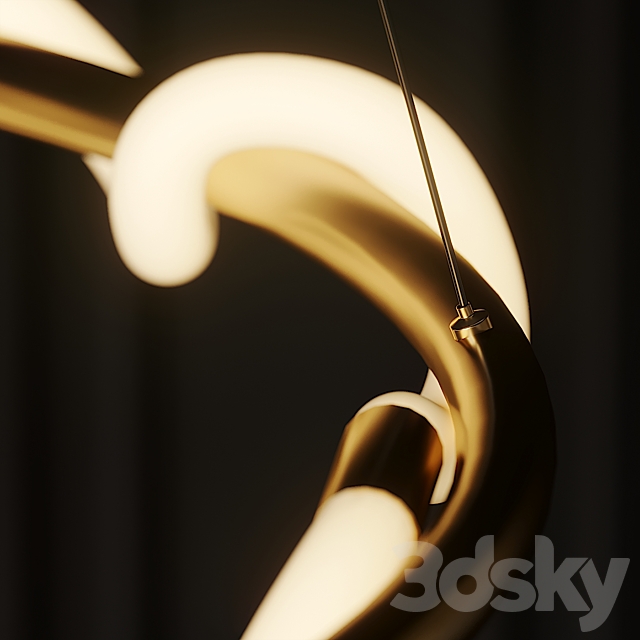 Sculptural Brass Circular Light Pendant by Morghen Studio 3DS Max Model - thumbnail 3