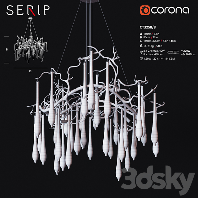 SERIP AQUA CT3258 _ 8 CHANDELIER 3DSMax File - thumbnail 3