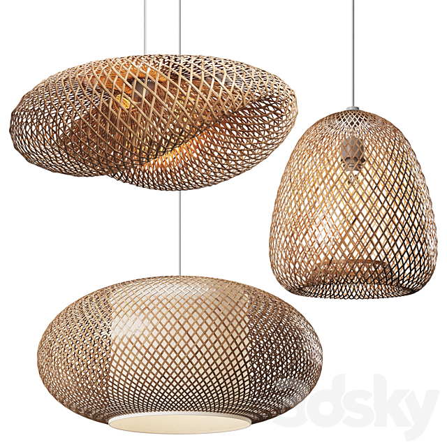 Set of Wicker lamps #4 3ds Max - thumbnail 1