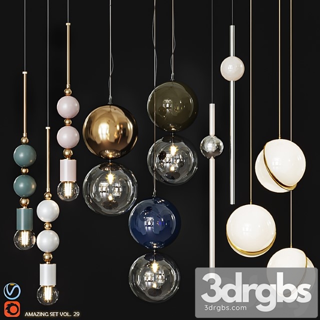 Set Pendant Lights 3dsmax Download - thumbnail 1