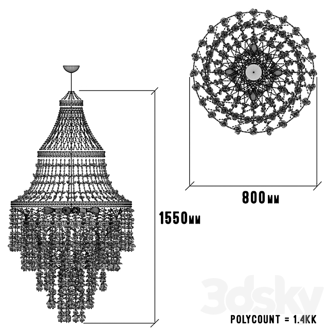 SHELL Chandelier D800 3DS Max Model - thumbnail 3