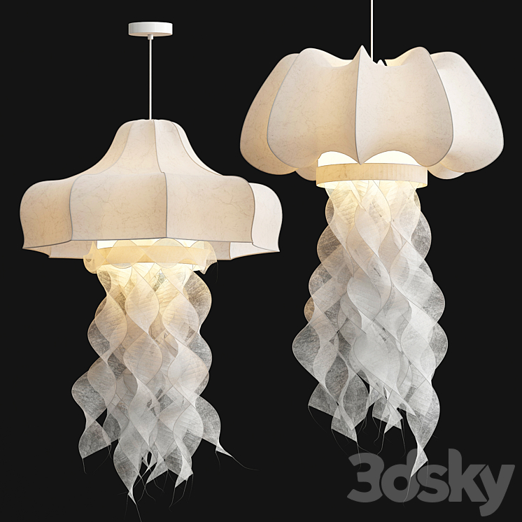 Silk Fabric Jellyfish Pendant Light 3DS Max Model - thumbnail 1