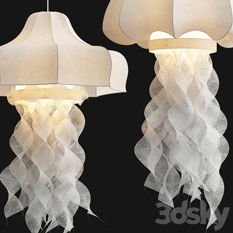 Silk Fabric Jellyfish Pendant Light 3DS Max Model - thumbnail 2