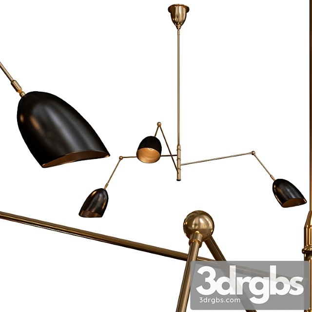 Sommerard Medium Triple Arm Chandelier Hand Rubbed Antique Brass 3dsmax Download - thumbnail 1