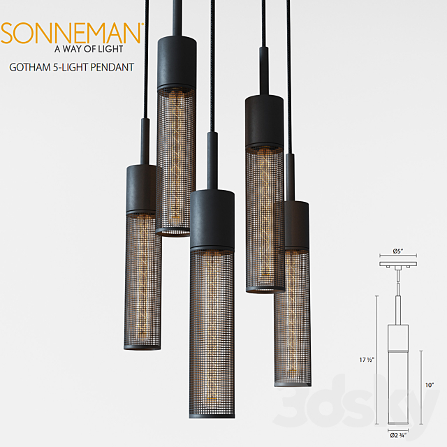 Sonneman Gotham 5-Light Pendant 3DSMax File - thumbnail 1