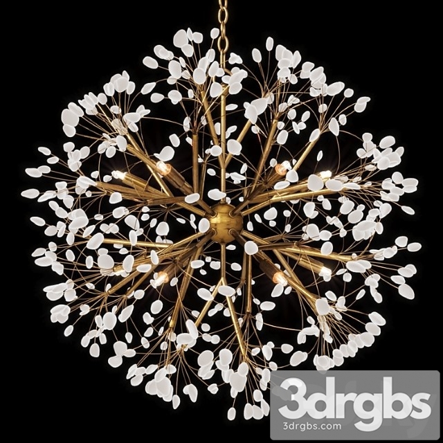 Spherical twelve-light quartz chandelier 3dsmax Download - thumbnail 1