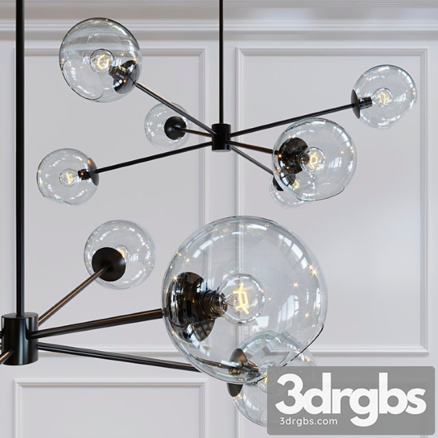 Staggered glass 6-light chandelier – clear - thumbnail 1