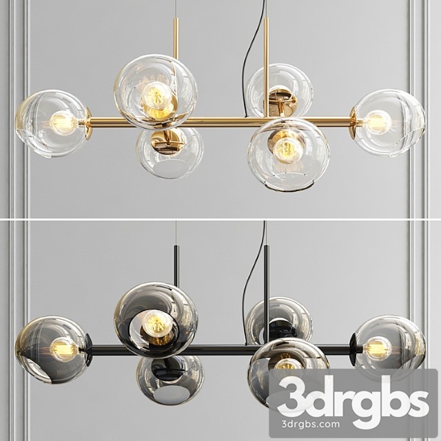 Staggered glass chandelier – 6 light 3dsmax Download - thumbnail 1