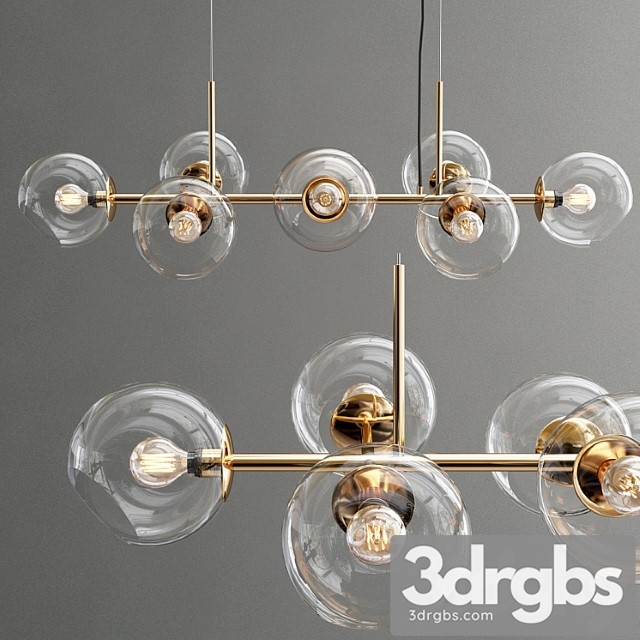 Staggered glass chandelier – 8-light 3dsmax Download - thumbnail 1