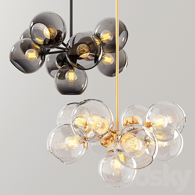 Staggered Glass Chandelier 9 Light – Round 3DSMax File - thumbnail 1