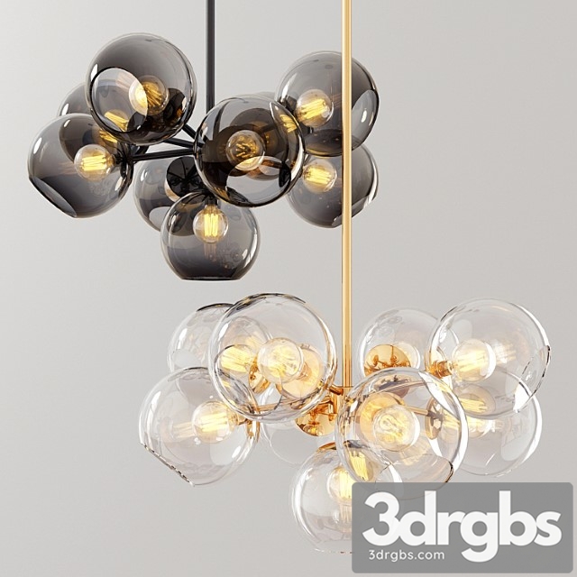 Staggered glass chandelier 9 light – round - thumbnail 1