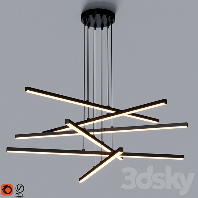 Stix 6-Arm LED Pendant Light 3DSMax File - thumbnail 1