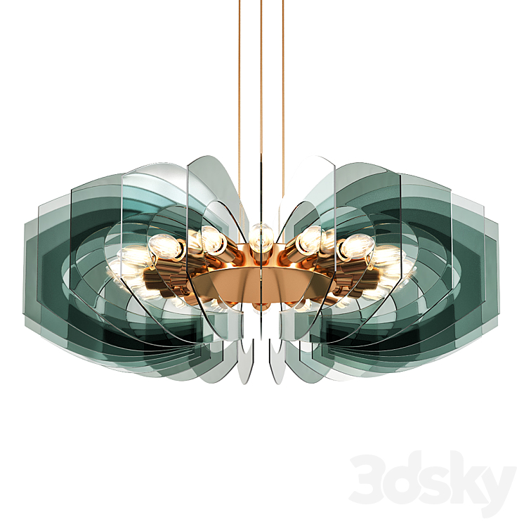 Stunning chandelier in colored class 3DS Max Model - thumbnail 1