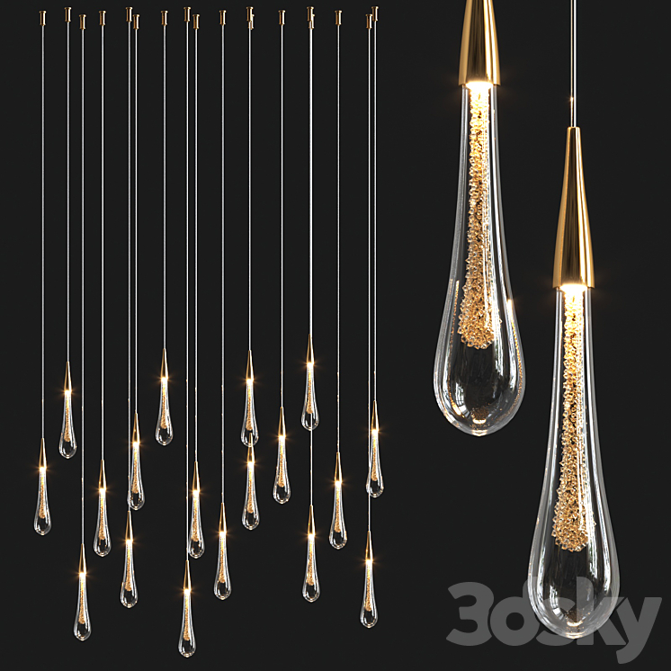 Stylish Modern Drop Pendant 3DS Max Model - thumbnail 1