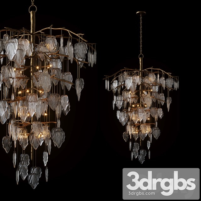 Sugar Leaf Glass Leaf Twenty Six Light Chandelier 1 3dsmax Download - thumbnail 1