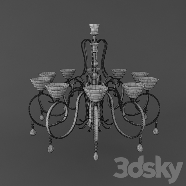 Suspended chandelier 3DS Max Model - thumbnail 2