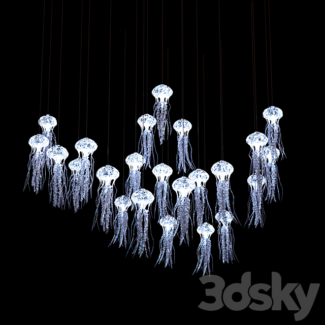 Suspended light composition Jellyfish 3DSMax File - thumbnail 1